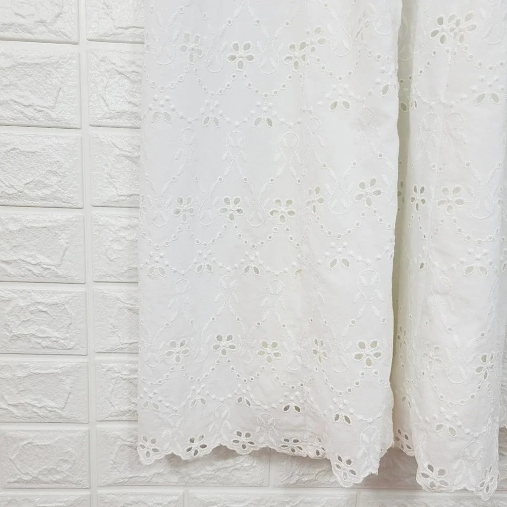 LA LIGNE Eyelet Broderie Midi Dress | White | S